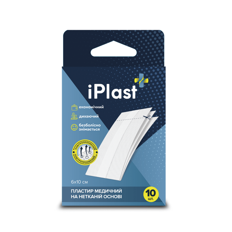 Пластир iPlast медичний неткан.осн. 6 х 10 см, 10 шт